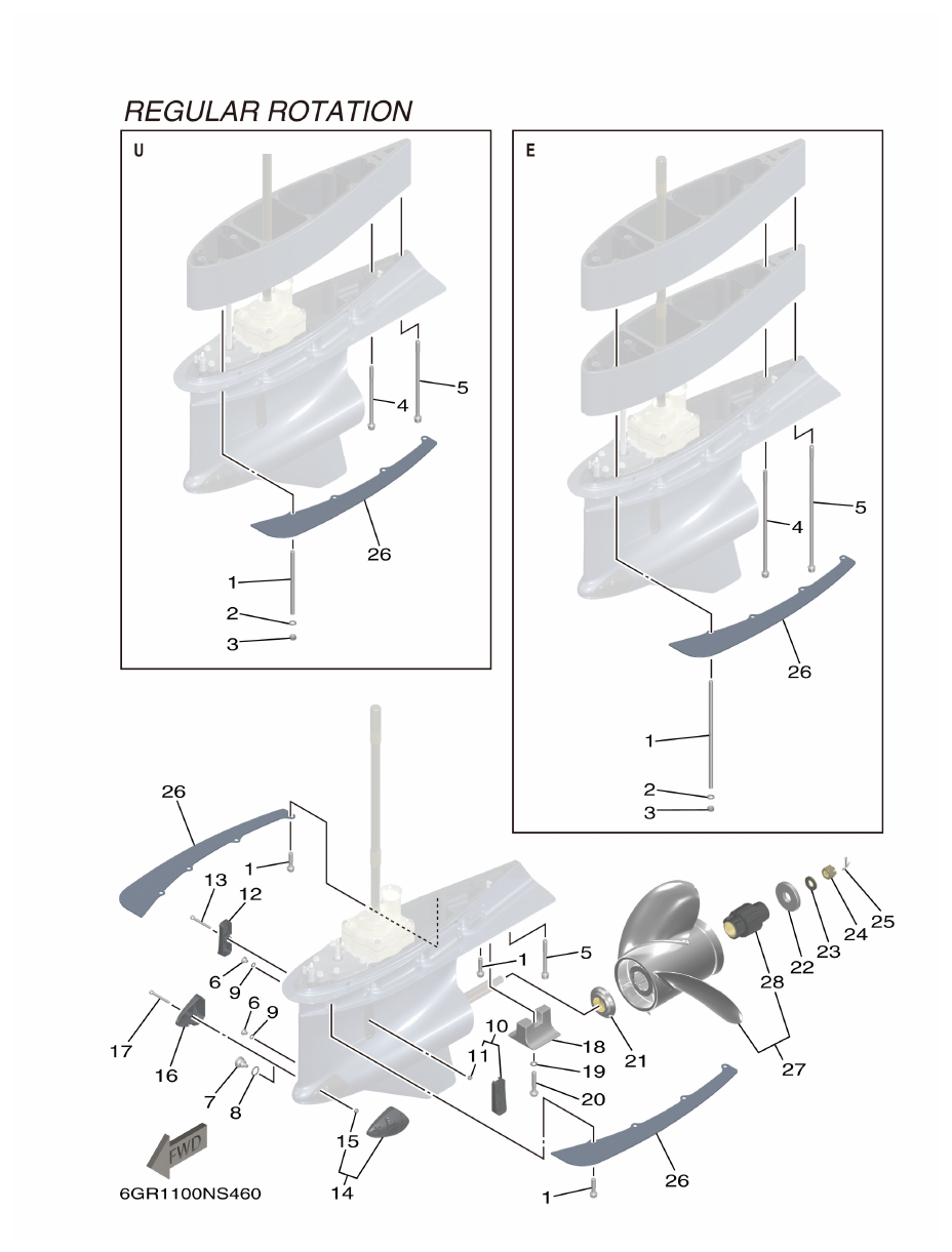 Yamaha XF425NSA2, XF425NSA7 LOWER CASING & DRIVE 3 parts diagram